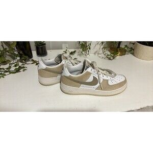 Nike Air Force 1 Low Sneakers Youth 6Y Womens 8 White Khaki Birch